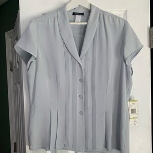 NWT Jones New York Silk Blouse 14 gray